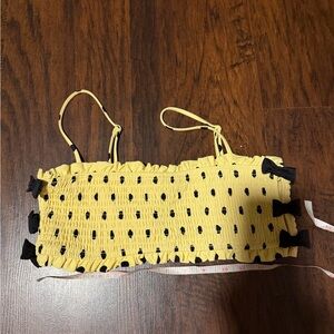 Damson Madder Yellow and Black Ruffle Bikini Top